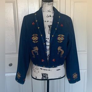 Vintage New Identity Cropped Denim Kokopelli Jacket